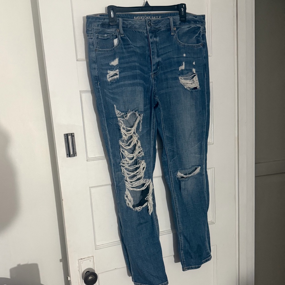 American Eagle Outfitters Ripped Blue Boyfriend Jeans